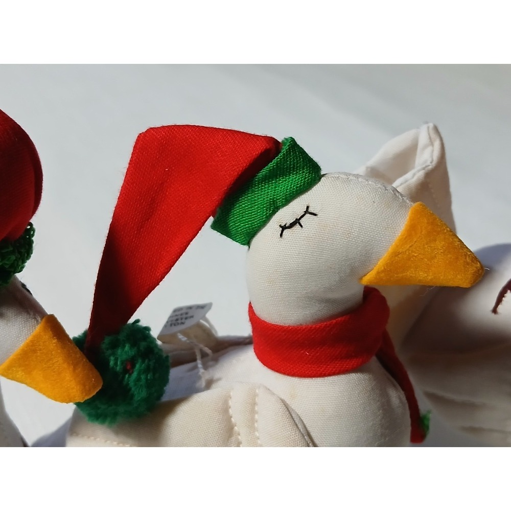 VTG 80s Country Geese Fabric Handmade Christmas Ornaments Lot 3 Plush Stuffed - Picture 8 of 12